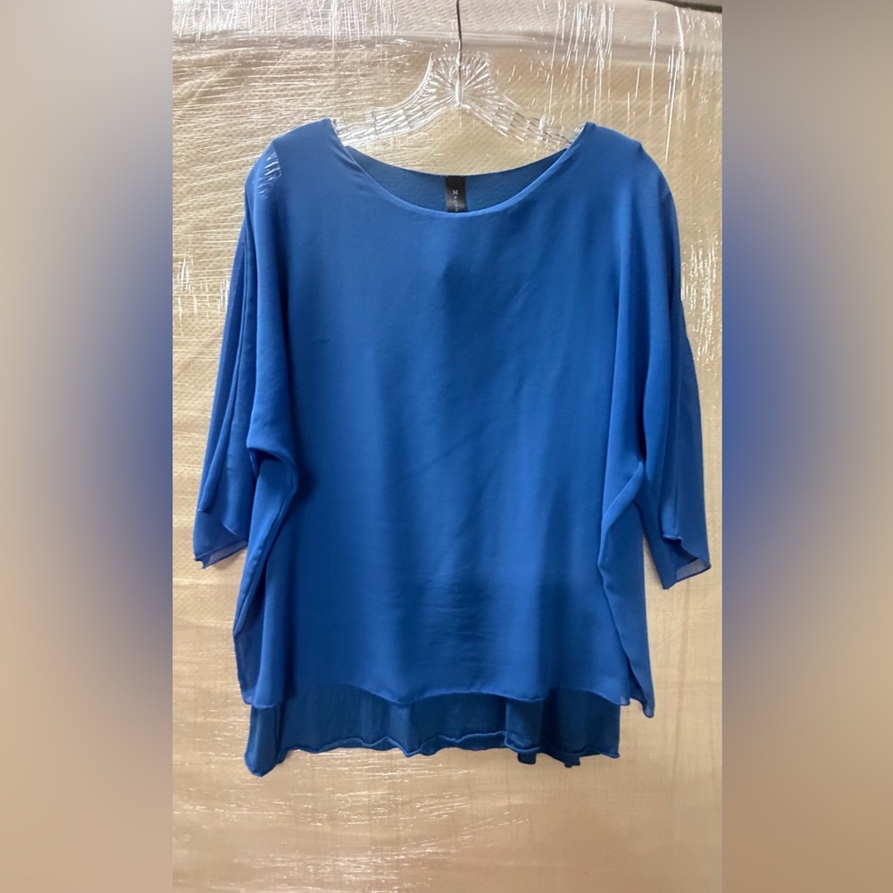 Relaxed Royal Blue Women's Tunic with Dolman Sleeves